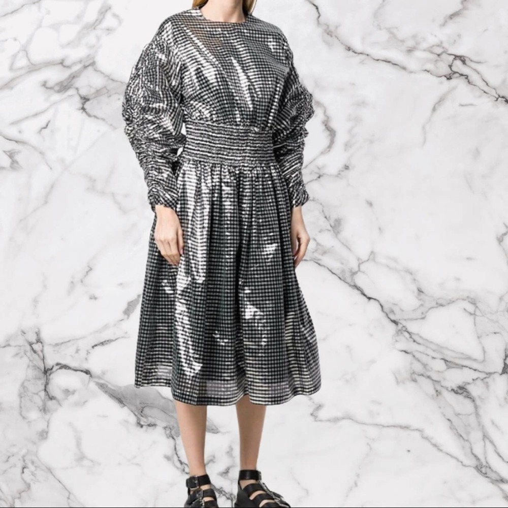NWT Comme des Garçon Metallic Gingham Dress